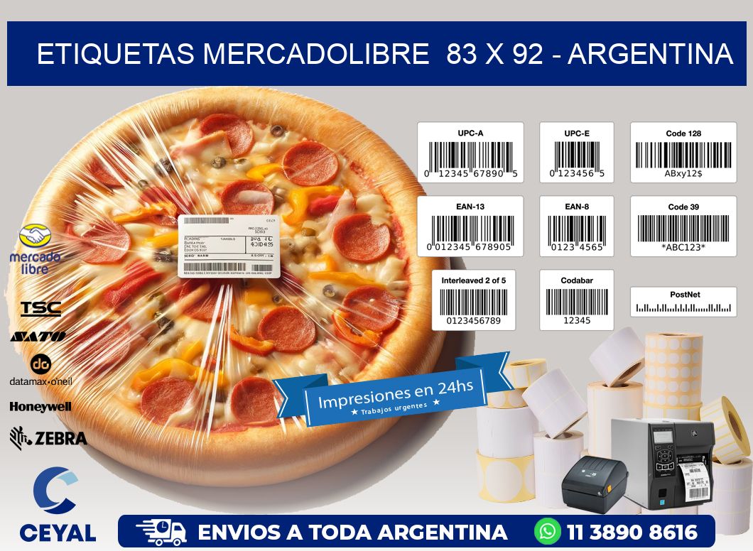 ETIQUETAS MERCADOLIBRE  83 x 92 - ARGENTINA