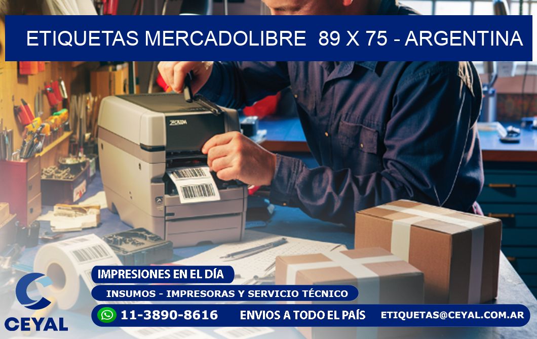 ETIQUETAS MERCADOLIBRE  89 x 75 - ARGENTINA