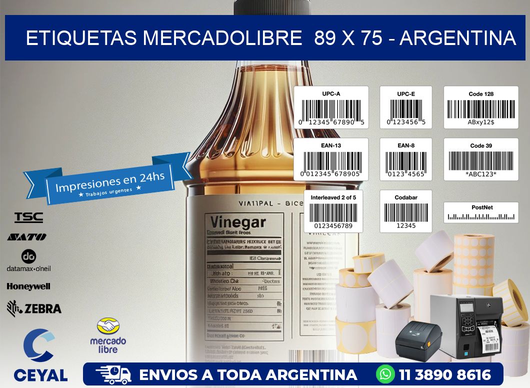 ETIQUETAS MERCADOLIBRE  89 x 75 - ARGENTINA