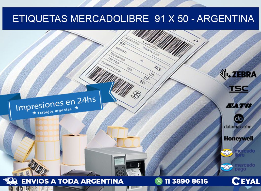 ETIQUETAS MERCADOLIBRE  91 x 50 - ARGENTINA