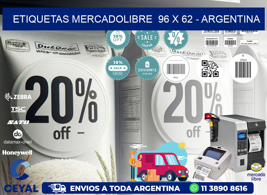 ETIQUETAS MERCADOLIBRE  96 x 62 - ARGENTINA