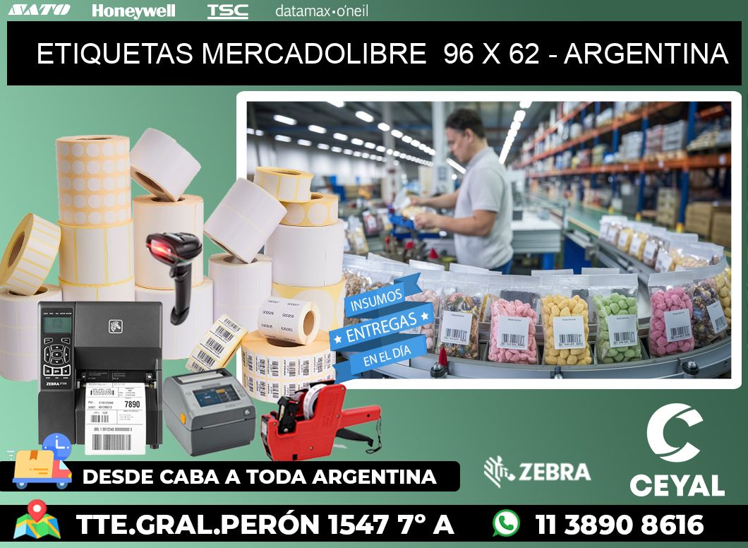 ETIQUETAS MERCADOLIBRE  96 x 62 - ARGENTINA