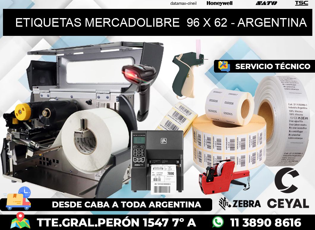 ETIQUETAS MERCADOLIBRE  96 x 62 - ARGENTINA