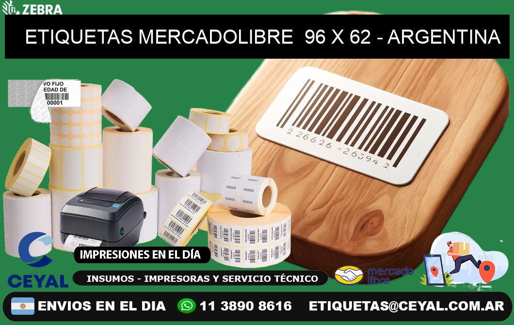 ETIQUETAS MERCADOLIBRE  96 x 62 - ARGENTINA