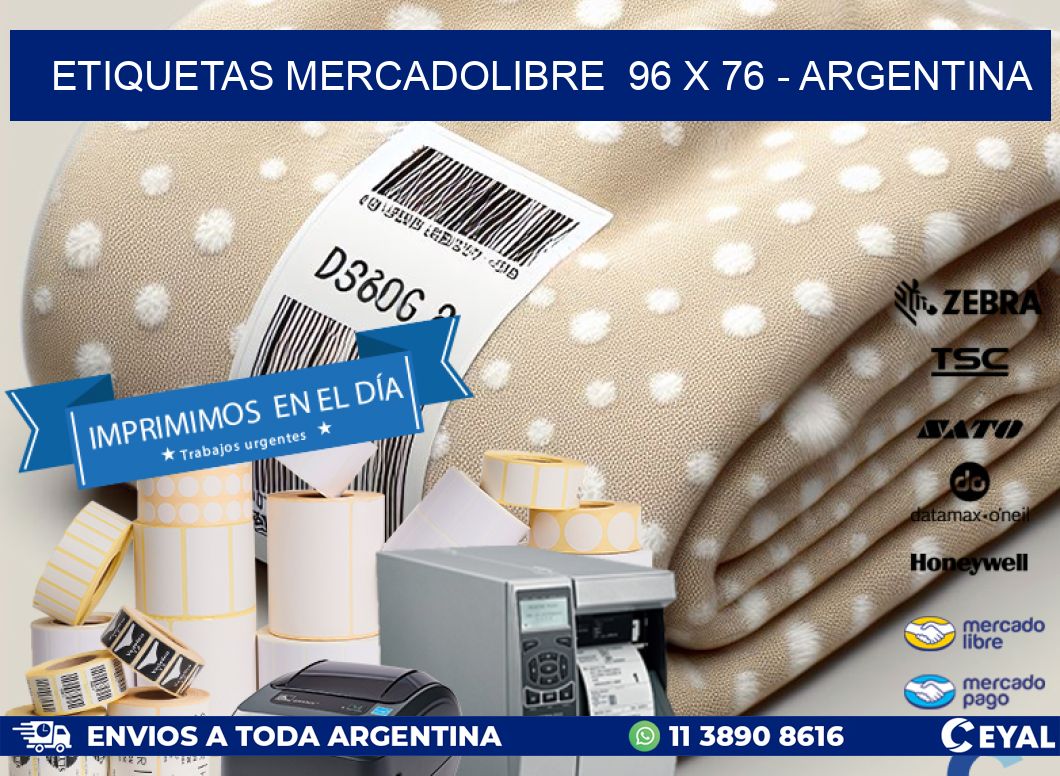 ETIQUETAS MERCADOLIBRE  96 x 76 - ARGENTINA