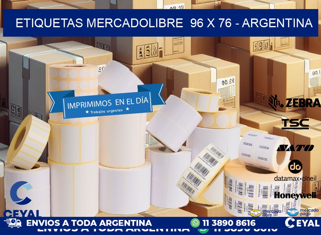 ETIQUETAS MERCADOLIBRE  96 x 76 - ARGENTINA