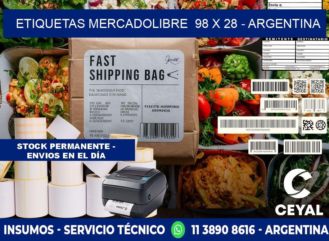 ETIQUETAS MERCADOLIBRE  98 x 28 - ARGENTINA