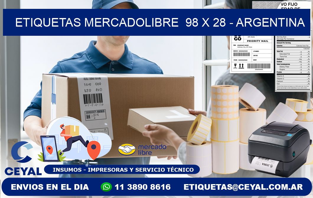 ETIQUETAS MERCADOLIBRE  98 x 28 - ARGENTINA