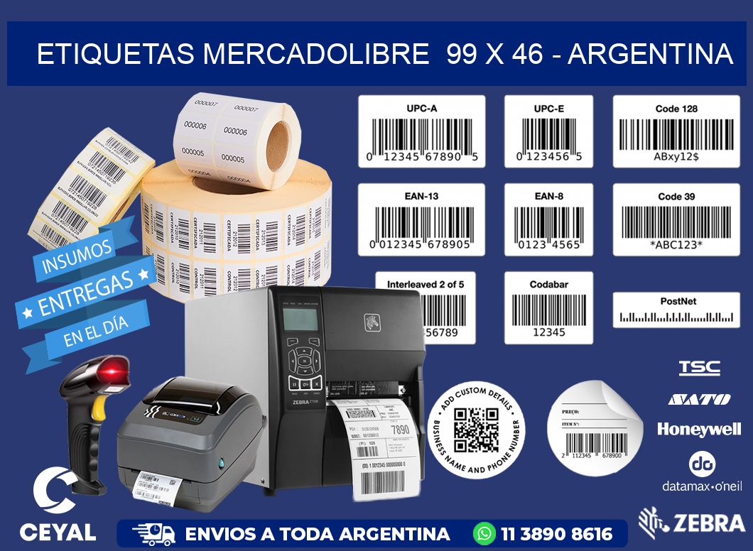 ETIQUETAS MERCADOLIBRE  99 x 46 - ARGENTINA