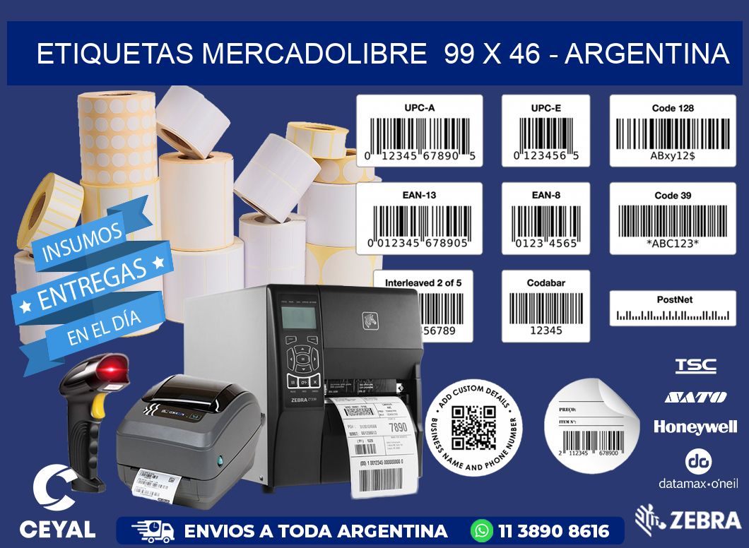 ETIQUETAS MERCADOLIBRE  99 x 46 - ARGENTINA