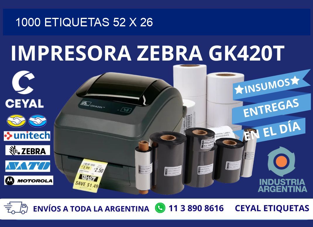 1000 ETIQUETAS 52 x 26