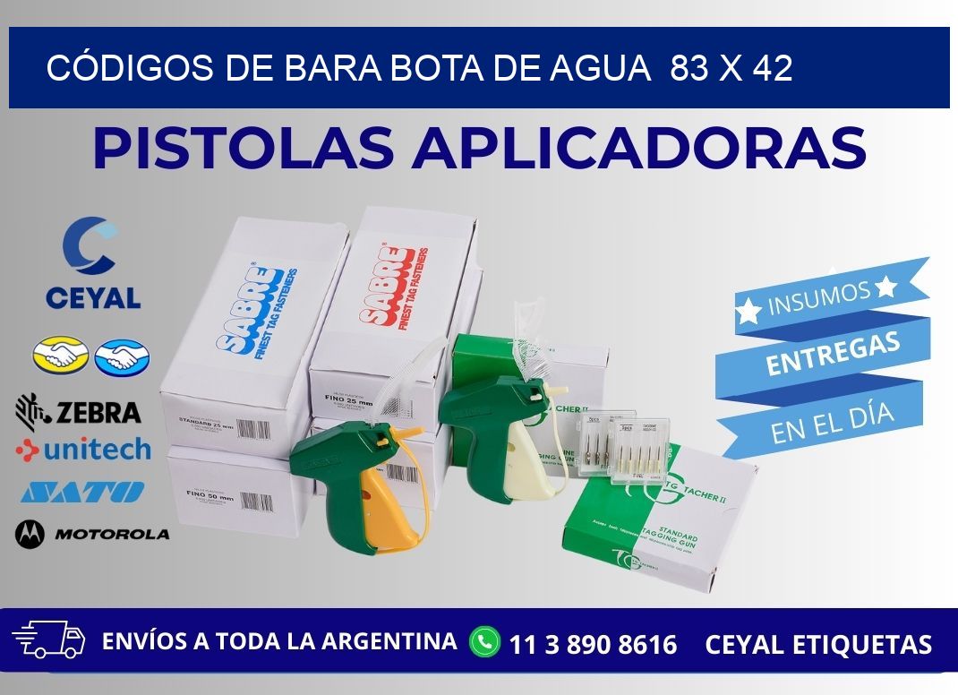 CÓDIGOS DE BARA BOTA DE AGUA  83 x 42