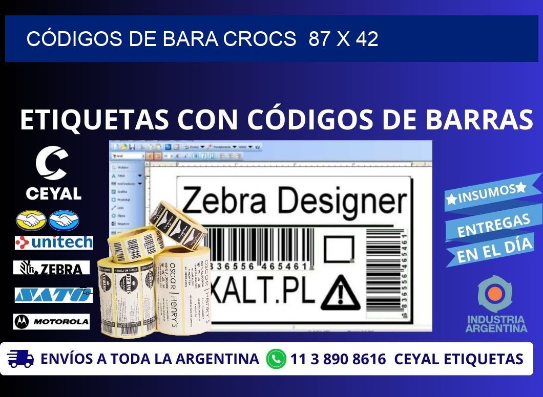 CÓDIGOS DE BARA CROCS  87 x 42