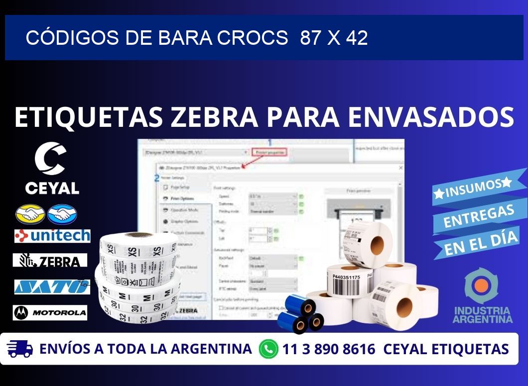 CÓDIGOS DE BARA CROCS  87 x 42