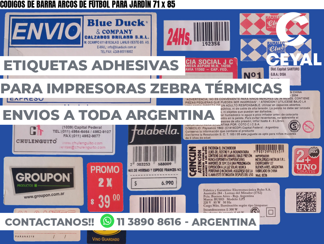 CODIGOS DE BARRA ARCOS DE FÚTBOL PARA JARDÍN 71 x 85