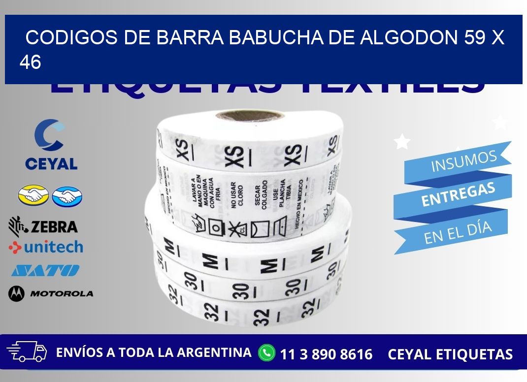 CODIGOS DE BARRA BABUCHA DE ALGODON 59 x 46