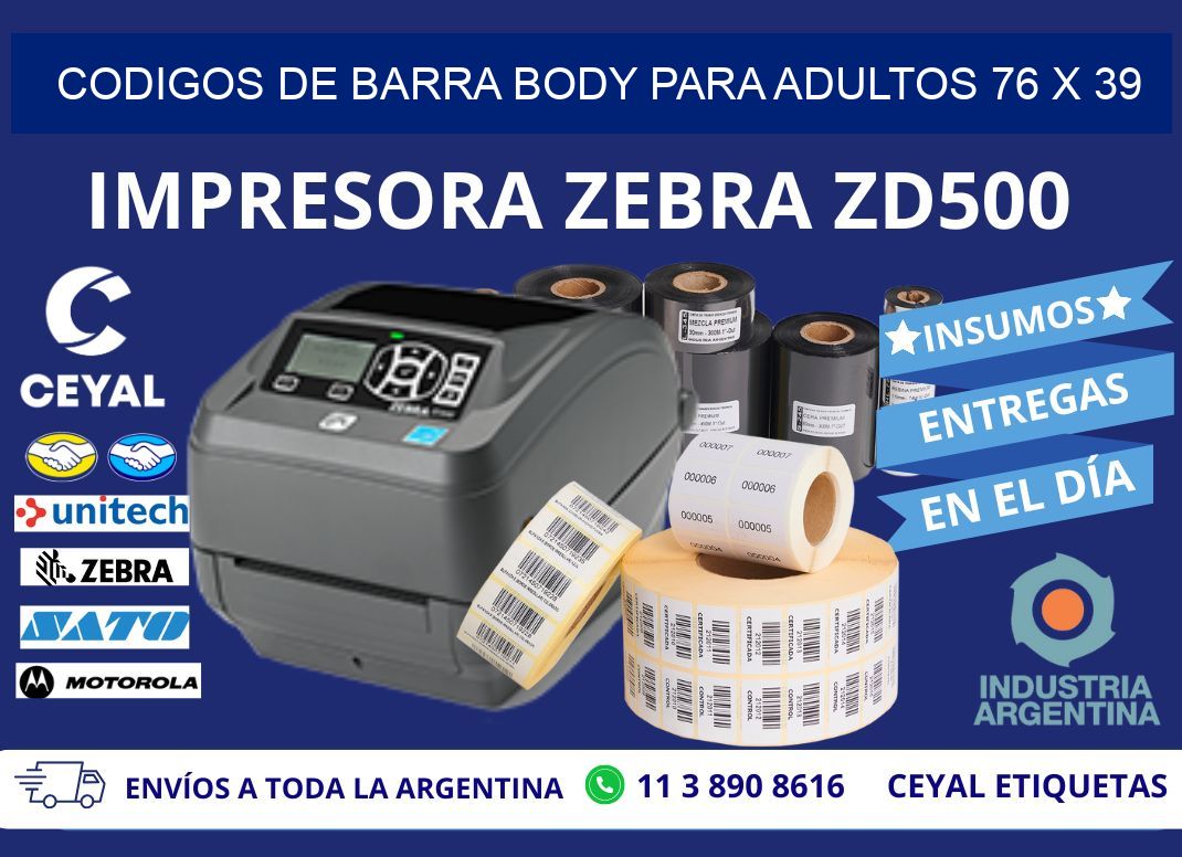 CODIGOS DE BARRA BODY PARA ADULTOS 76 x 39