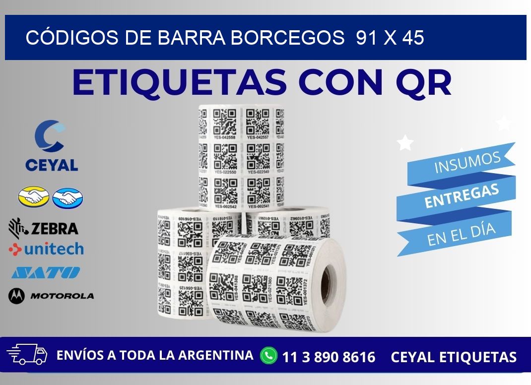 CÓDIGOS DE BARRA BORCEGOS  91 x 45