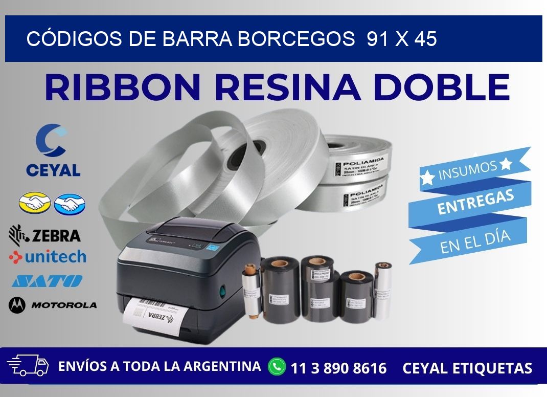 CÓDIGOS DE BARRA BORCEGOS  91 x 45