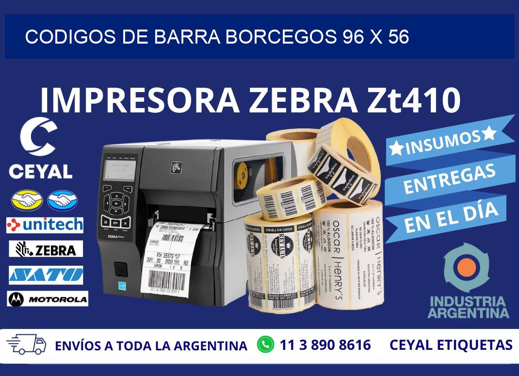 CODIGOS DE BARRA BORCEGOS 96 x 56