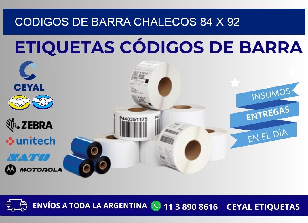 CODIGOS DE BARRA CHALECOS 84 x 92