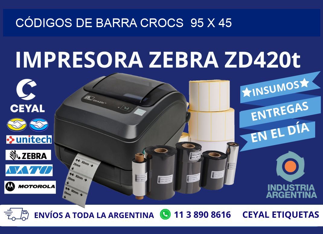 CÓDIGOS DE BARRA CROCS  95 x 45