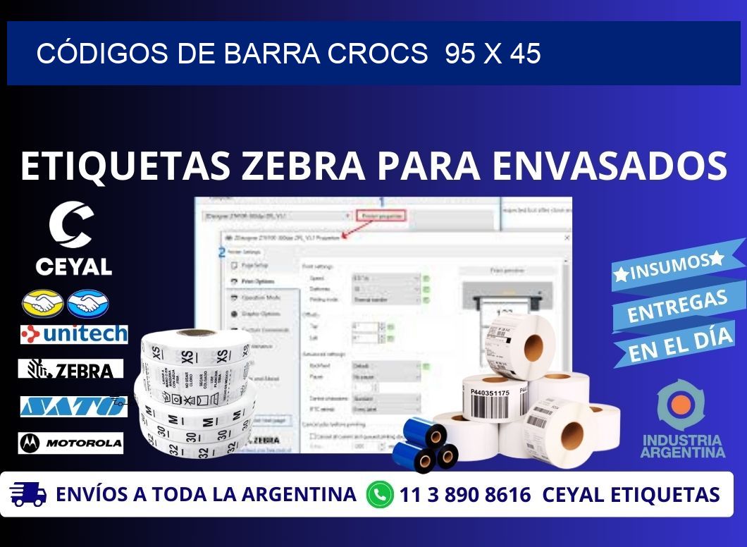 CÓDIGOS DE BARRA CROCS  95 x 45