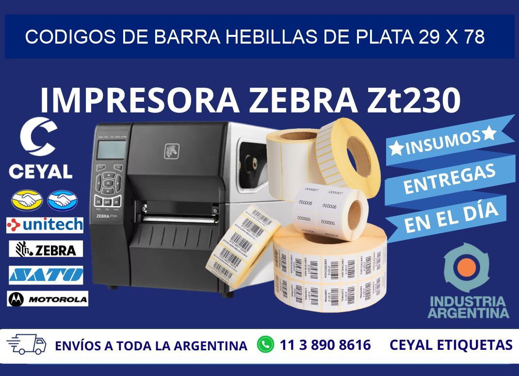 CODIGOS DE BARRA HEBILLAS DE PLATA 29 x 78