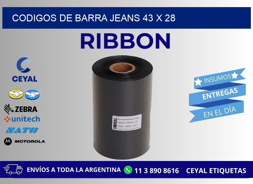 CODIGOS DE BARRA JEANS 43 x 28