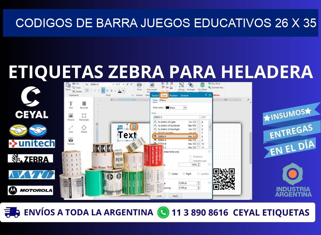 CODIGOS DE BARRA JUEGOS EDUCATIVOS 26 x 35