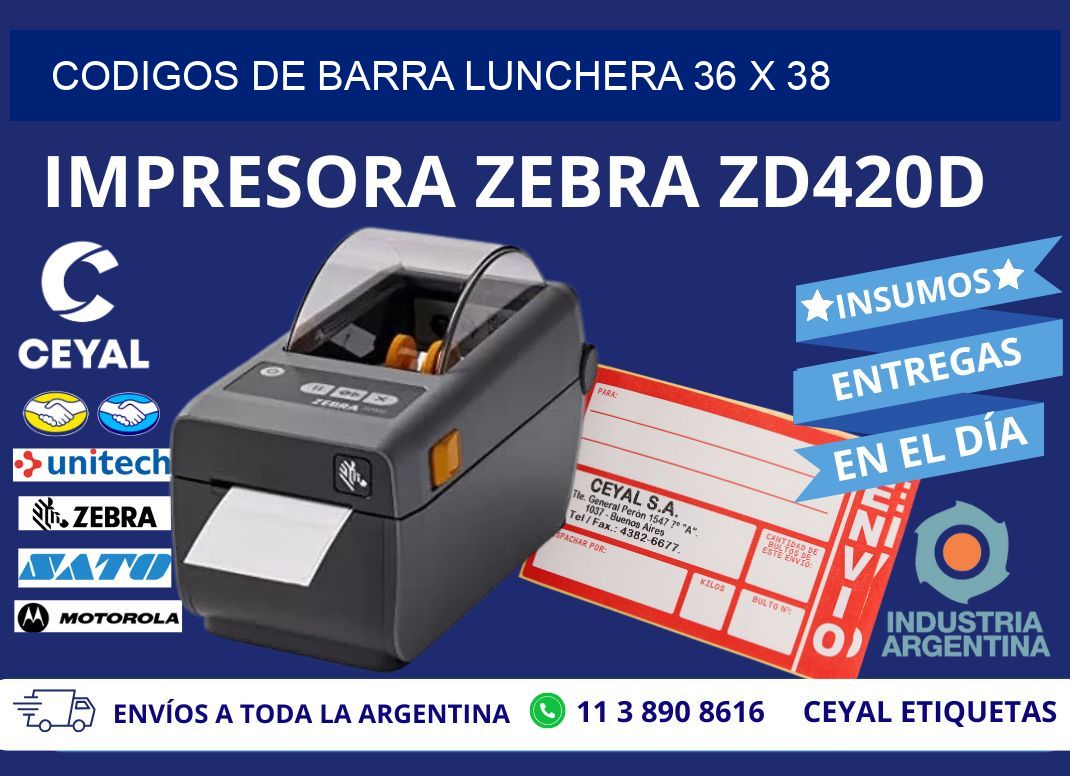 CODIGOS DE BARRA LUNCHERA 36 x 38