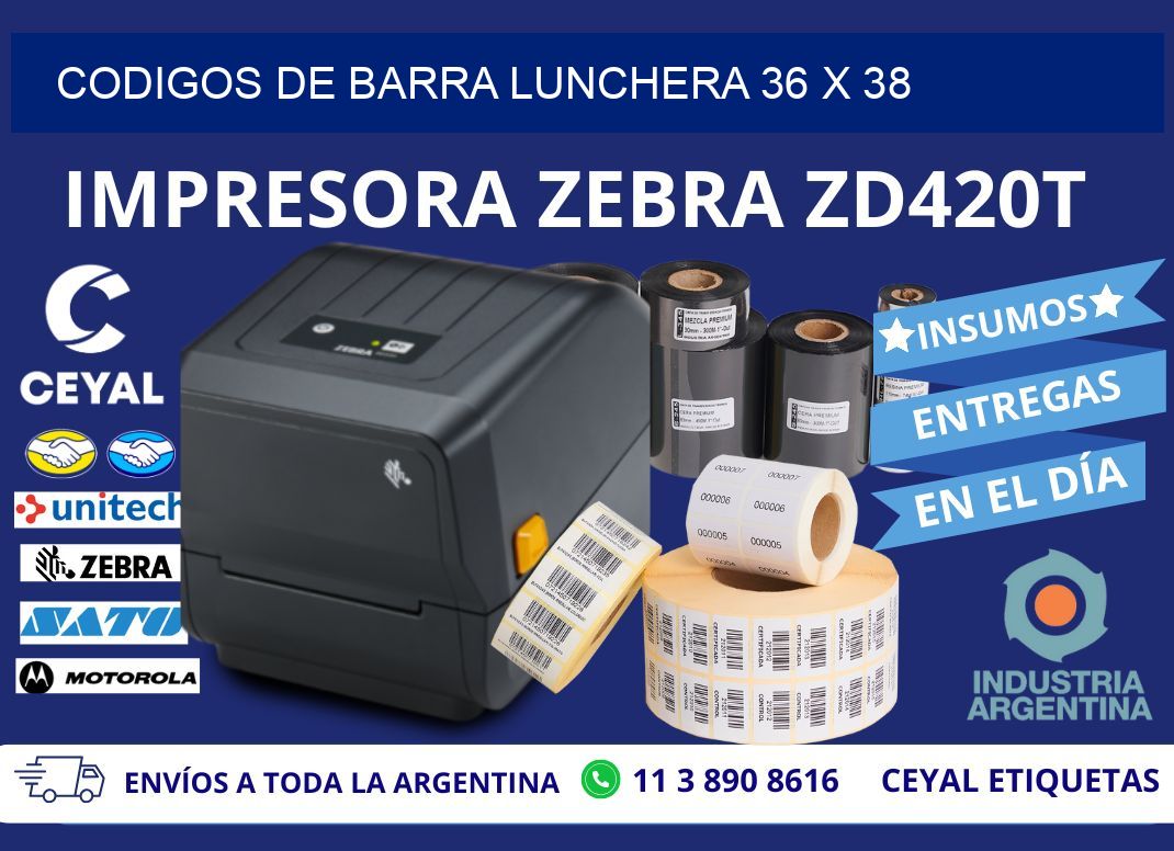 CODIGOS DE BARRA LUNCHERA 36 x 38