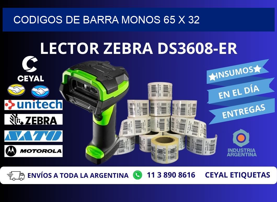 CODIGOS DE BARRA MONOS 65 x 32