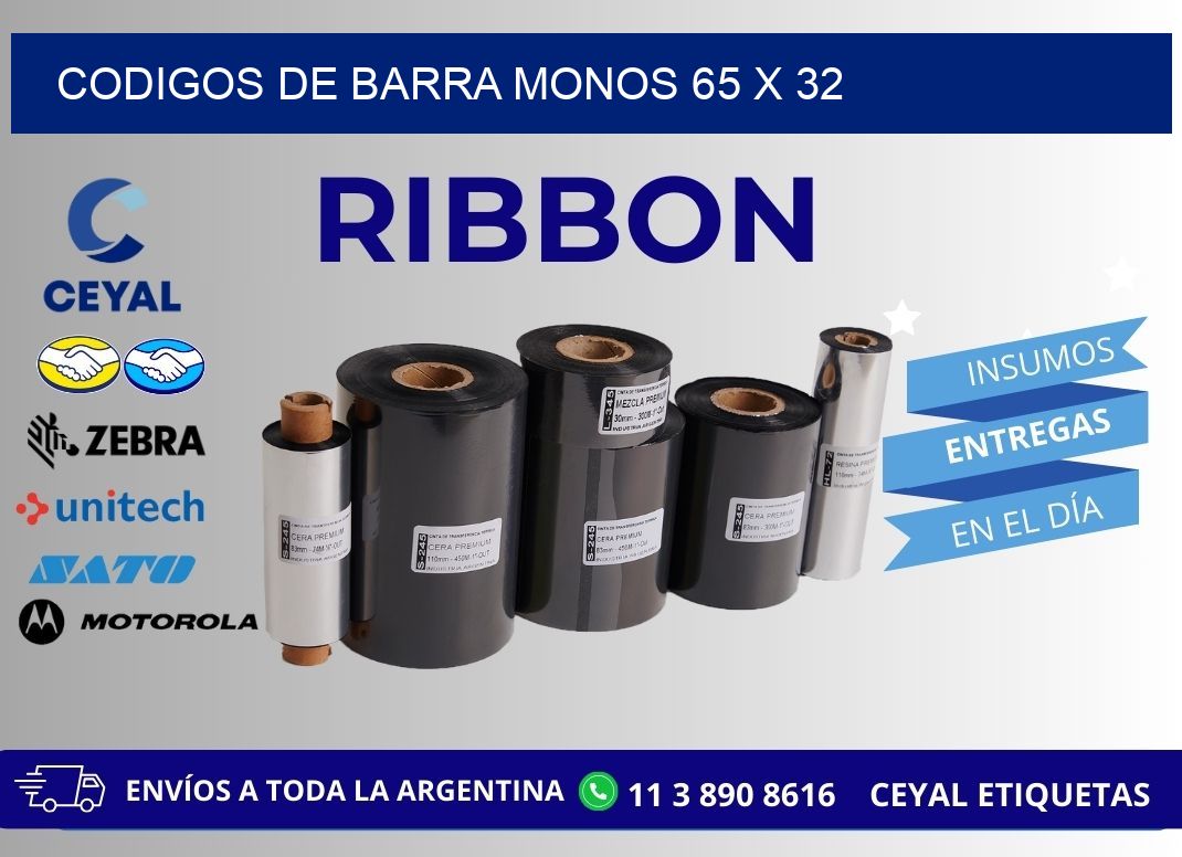 CODIGOS DE BARRA MONOS 65 x 32