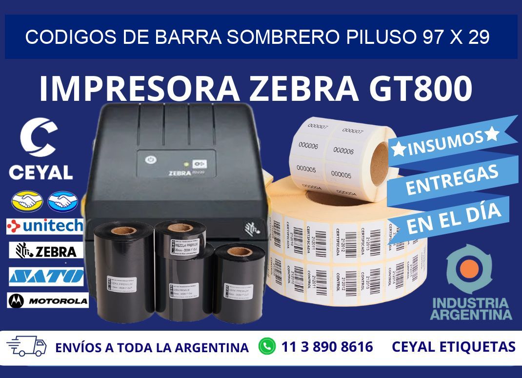 CODIGOS DE BARRA SOMBRERO PILUSO 97 x 29