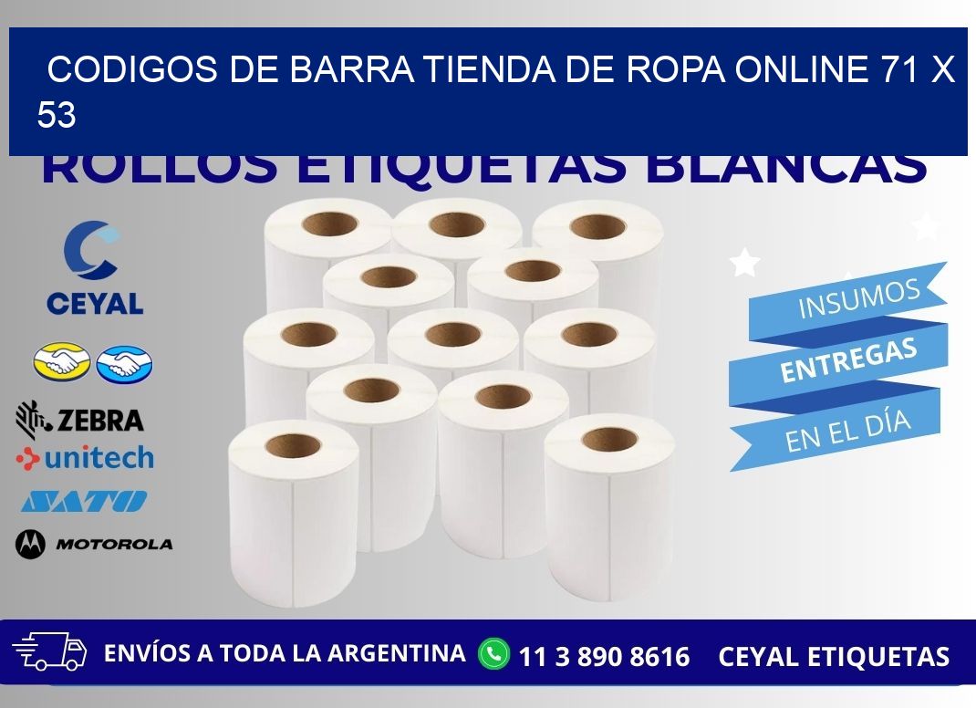 CODIGOS DE BARRA TIENDA DE ROPA ONLINE 71 x 53