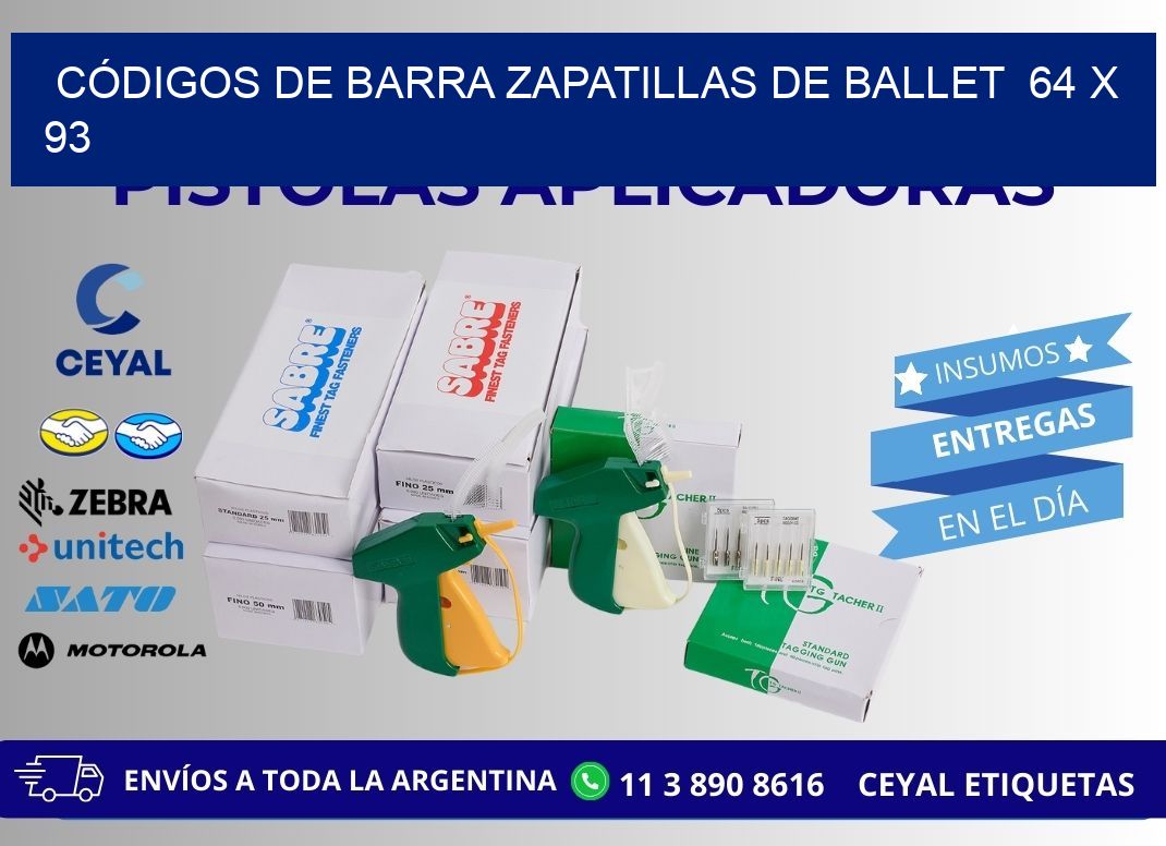 CÓDIGOS DE BARRA ZAPATILLAS DE BALLET  64 x 93