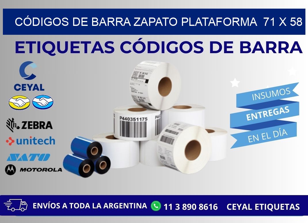 CÓDIGOS DE BARRA ZAPATO PLATAFORMA  71 x 58