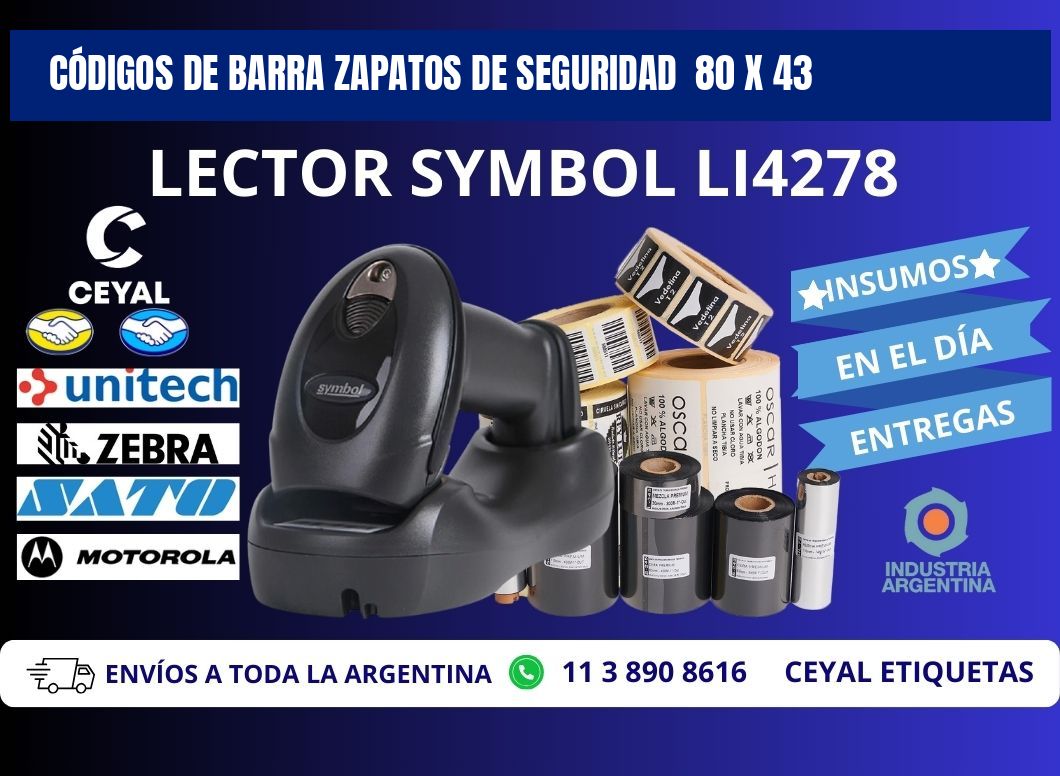 CÓDIGOS DE BARRA ZAPATOS DE SEGURIDAD  80 x 43