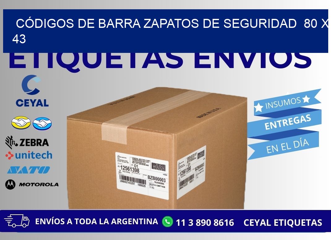 CÓDIGOS DE BARRA ZAPATOS DE SEGURIDAD  80 x 43