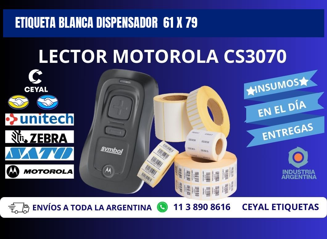 ETIQUETA BLANCA DISPENSADOR  61 x 79