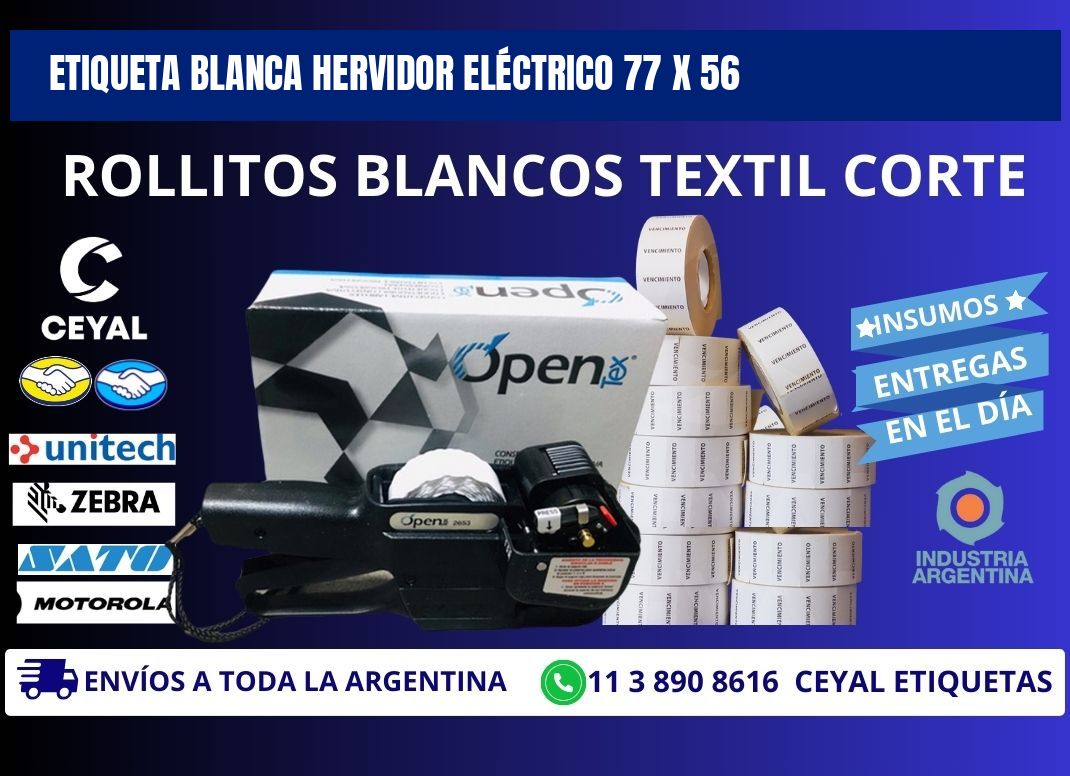 ETIQUETA BLANCA HERVIDOR ELÉCTRICO 77 x 56