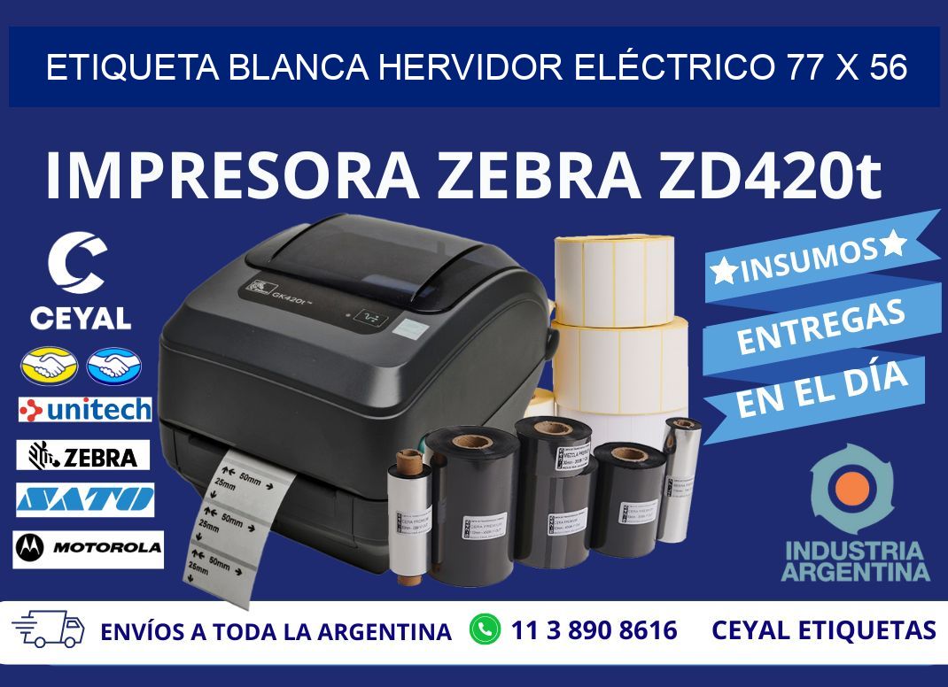 ETIQUETA BLANCA HERVIDOR ELÉCTRICO 77 x 56