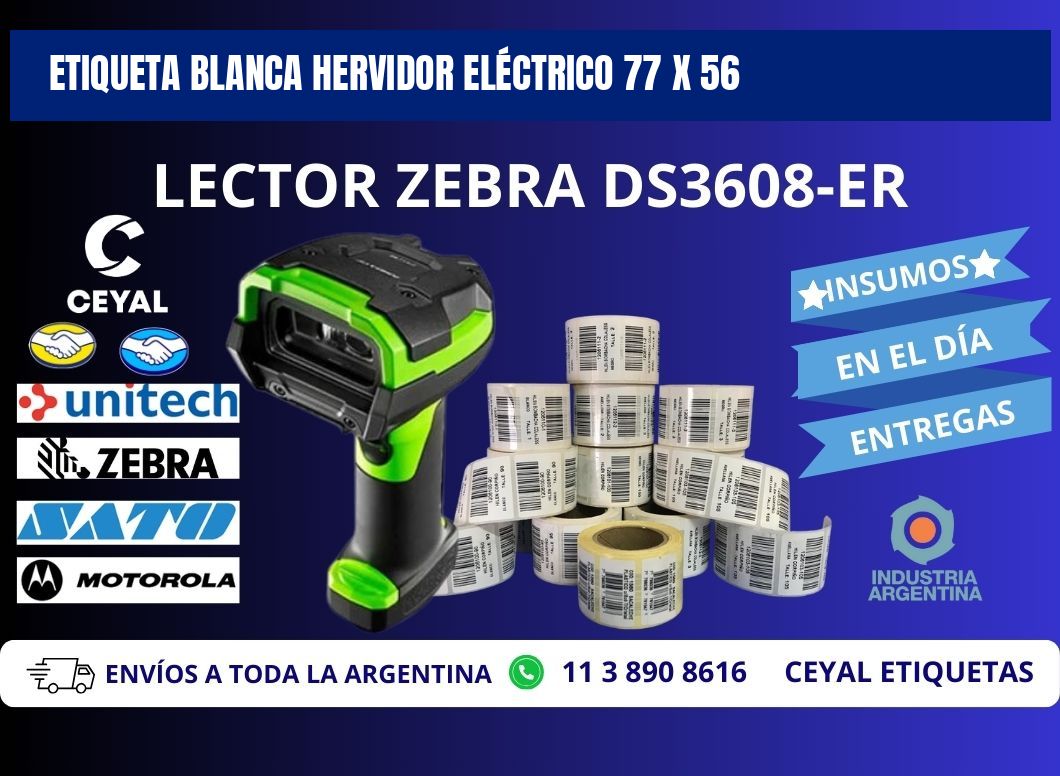 ETIQUETA BLANCA HERVIDOR ELÉCTRICO 77 x 56