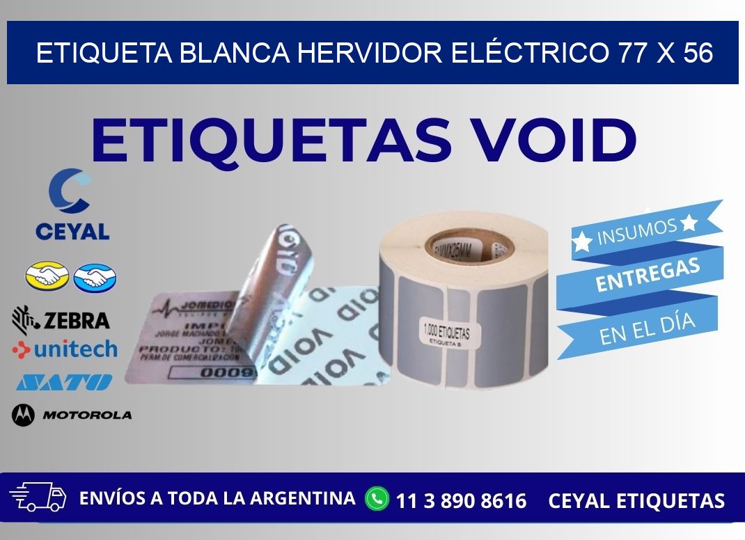 ETIQUETA BLANCA HERVIDOR ELÉCTRICO 77 x 56