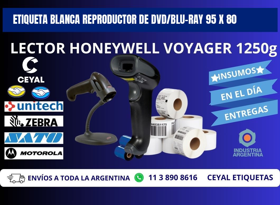 ETIQUETA BLANCA REPRODUCTOR DE DVD/BLU-RAY 95 x 80