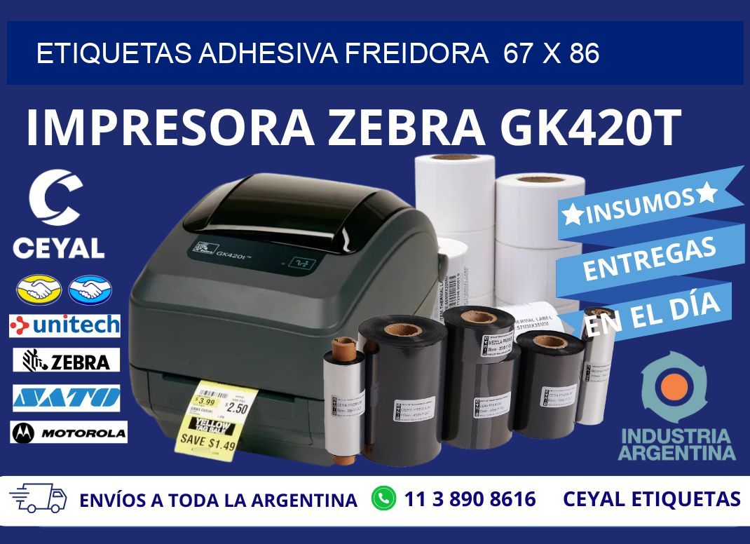 ETIQUETAS ADHESIVA FREIDORA  67 x 86