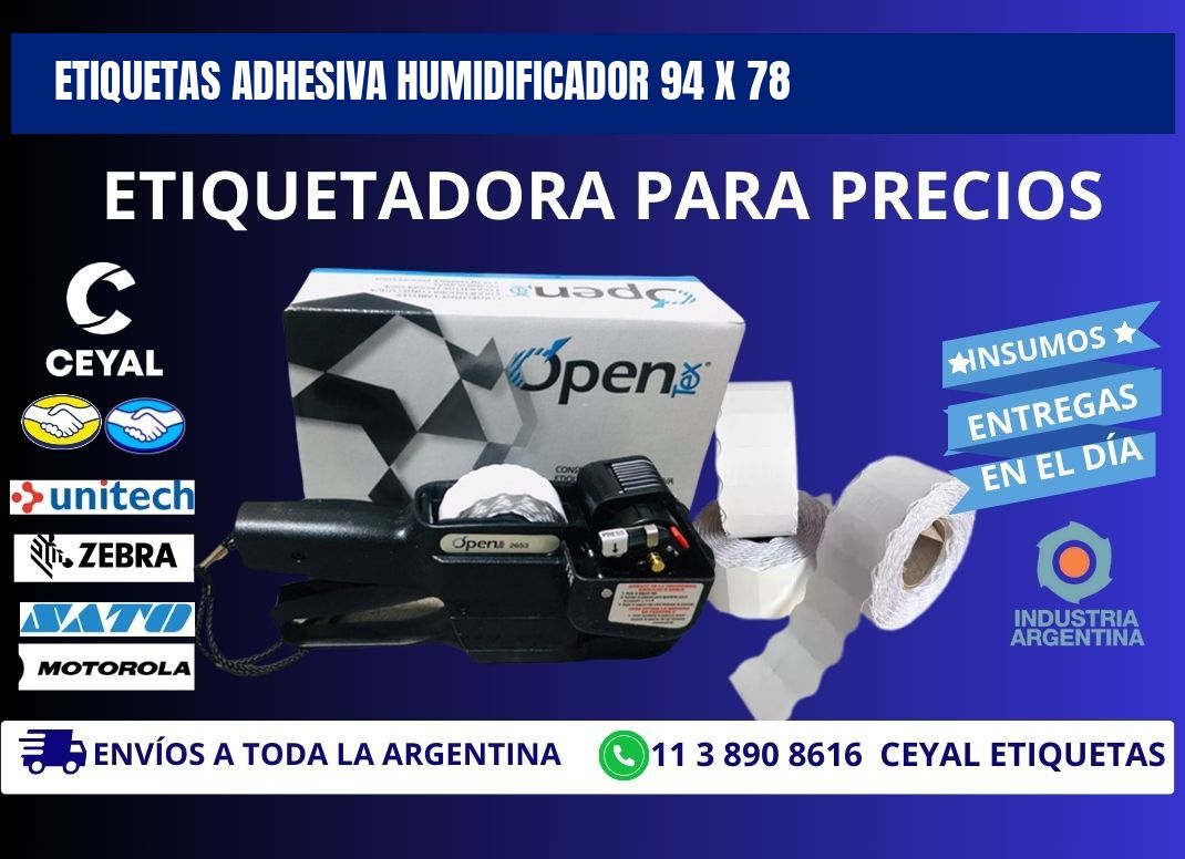 ETIQUETAS ADHESIVA HUMIDIFICADOR 94 x 78