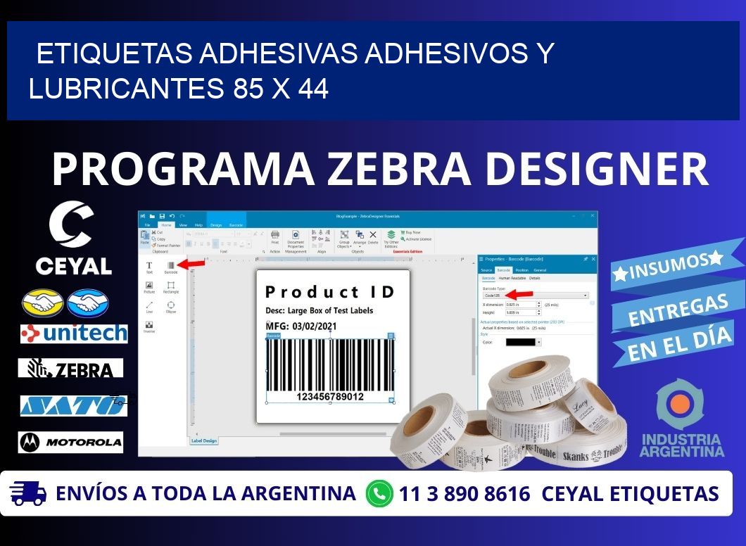 ETIQUETAS ADHESIVAS ADHESIVOS Y LUBRICANTES 85 x 44