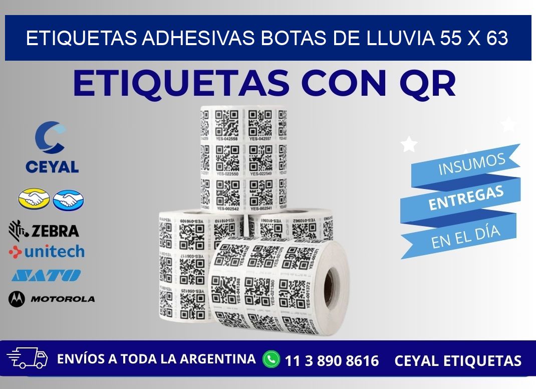 ETIQUETAS ADHESIVAS BOTAS DE LLUVIA 55 x 63